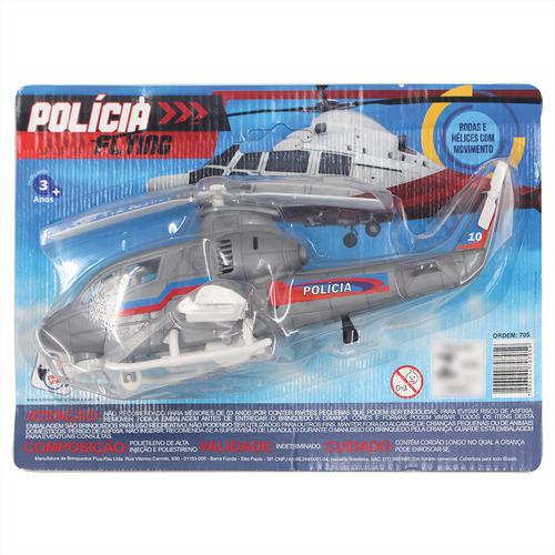 Helicóptero Policial Flying Á Fricção Pica Pau Brinquedos