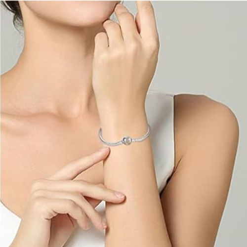 Pulsera Brazalete Sol,luna,estrella Para Charm Plata 925 Plateado 20 Cm