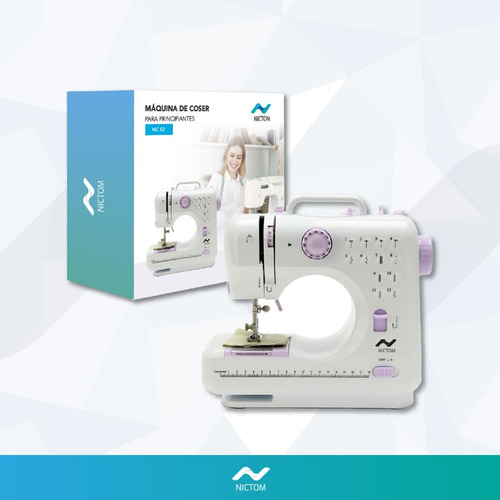 Maquina De Coser Mini Compacta Portable 12 Tipos De Puntada Color Blanco