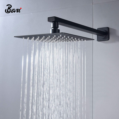 Ducha De Baño Ultrafino De Alta Presión Negro Cuadrado 25 Cm
