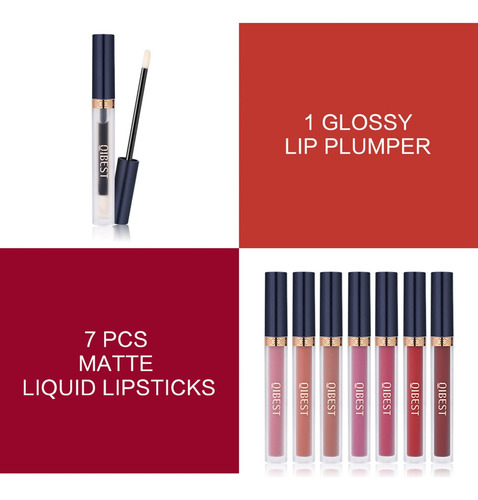 Set De Maquillaje Qibest, 8 Unidades, Lápiz Labial Líquido M