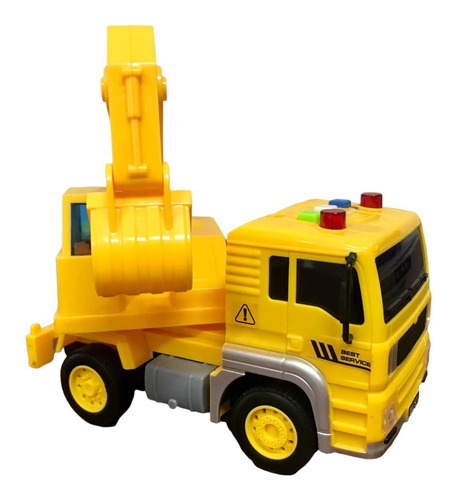 Brinquedo Caminhão Escavadeira Fricção Luz /som Unitoys 1637