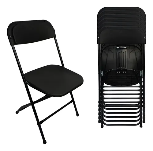 Set De 6 Sillas Plegables Plástico Reforzadas Styrka Negras Color Negro SIPL02