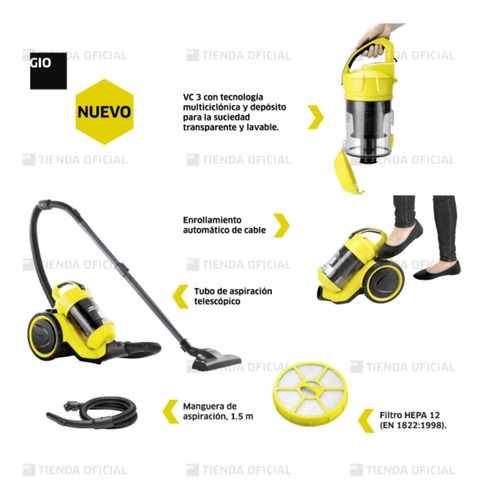 Imagen 3 de 10 de Aspiradora Karcher Multiciclonica Vc 3 Hepa Tienda Oficial