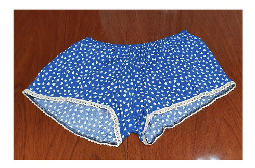 Short De Tela Azul Estampado Talle M