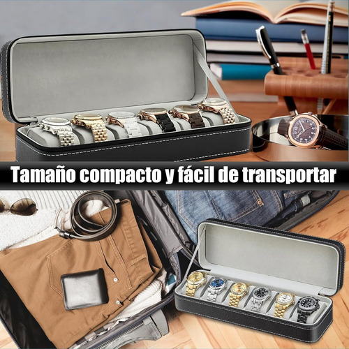 Cajas Para Relojes Con 6 Ranuras, Reloj Caja Organizador Pu