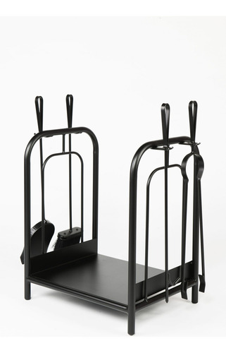 Kit De Limpeza Lareira Acessorio Porta Lenha - Cabos De Aço Cor Preto