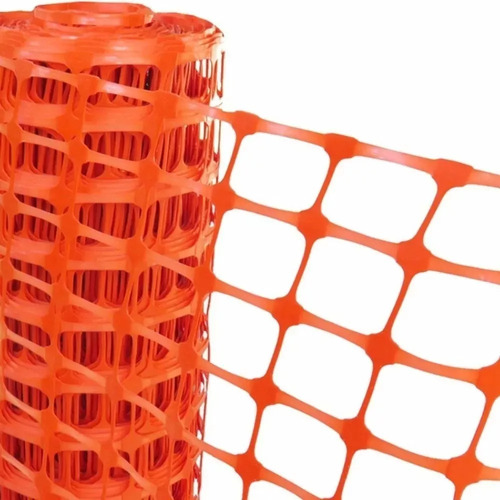 Rollo Malla Plástica Para Construcción Color Naranja 50m 