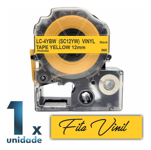 Fita Vinil Lc-4ybwv P/ Rotulador Epson Lw 12mm Amarela