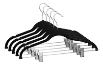 Comprar Perchas De Terciopelo Con Broches Antideslizantes Slim X 10 Pollera Pantalones Colgar Color Negro