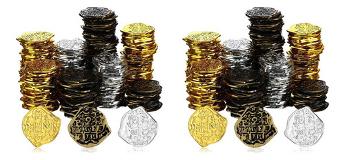 600 Unidades De Monedas De Plástico De Oro, Monedas Piratas,