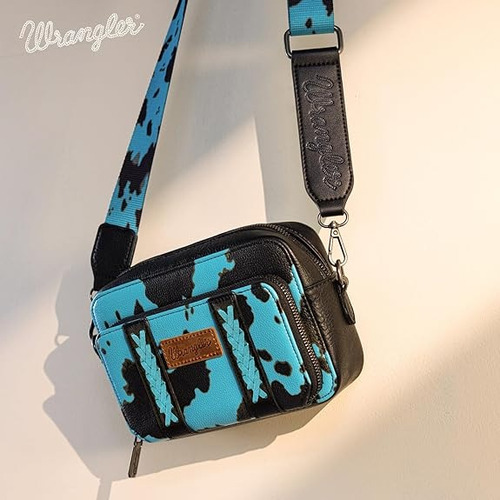 Cartera Deportiva Wrangler Cowgirl B Importada Original Turquesa Vaca