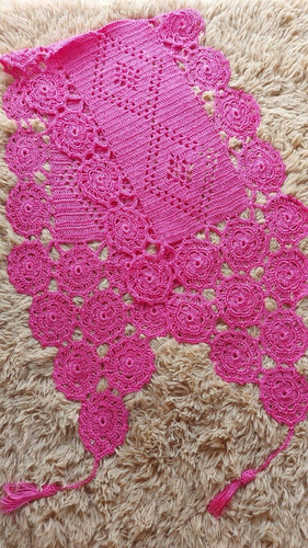 Caminho De Mesa Pink Croche Linha