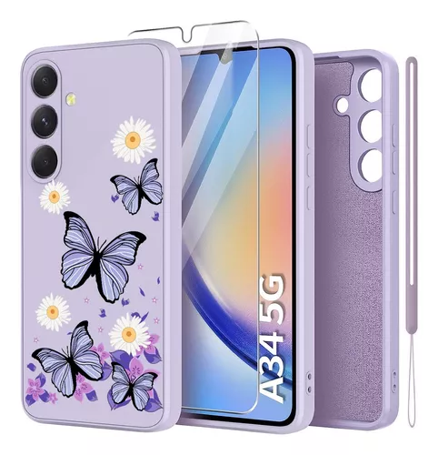 Funda Para Samsung Galaxy A34 5g De Silicona + Cuerda+ Mica