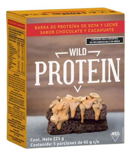 Wild Foods Barras De Proteína Chocolate Y Cacahuate 5 Pzs