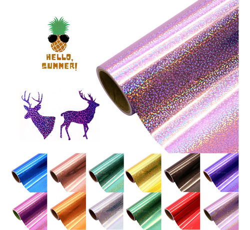 Vinil De Corte Adhesivo Para Cricut Cameo Silhouette Holográfico Sparkle 30cm 12 Hojas Stampcolour