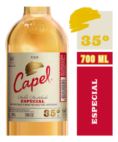 Pisco Edc Especial 80años Capel 700cc Bot(3uni)super