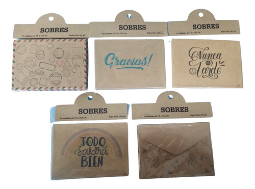 Sobres Papel X10 Kraft Frases 7.5x10.5cm