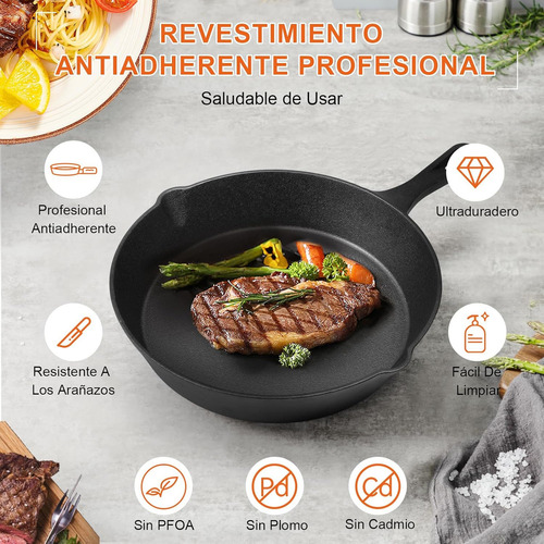Set De 5 Sartenes De Hierro Fundido Antiadherentes