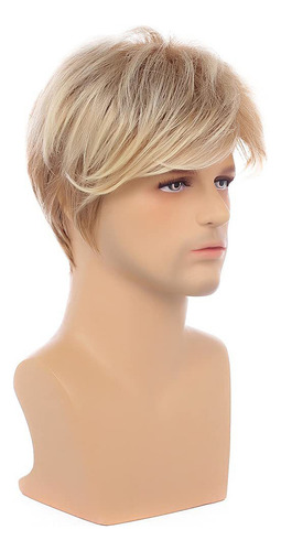 Peluca Corta Para Hombre, Rubia, Con Gorra, Resistente Al Ca