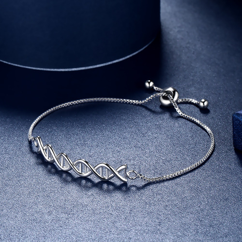 Adn Biología Científica Pulsera Con Cadena 100% Plata S925