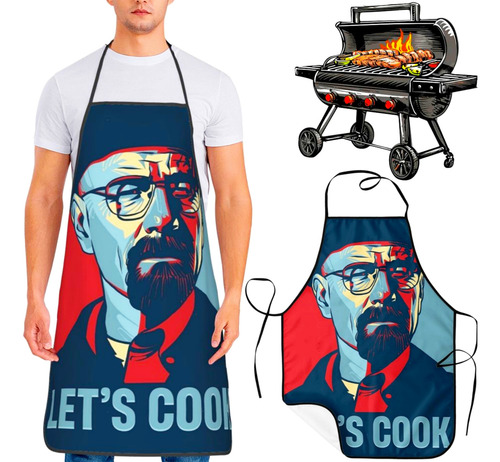 Mandil Breaking Bad Les't Cook Cocina Chef Asador Delantal Azul Marino Breaking Bad
