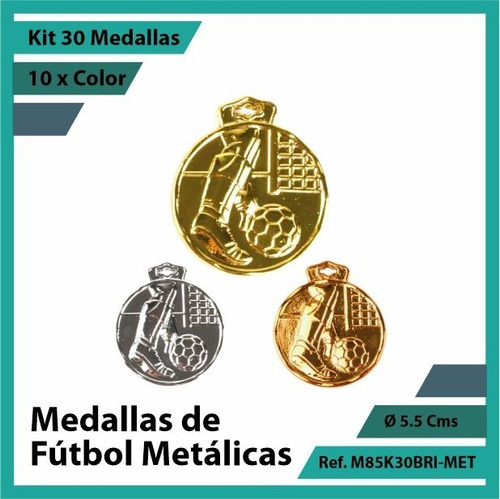 Kit 30 Medallas Deportivas De Futbol Metalica M85k30