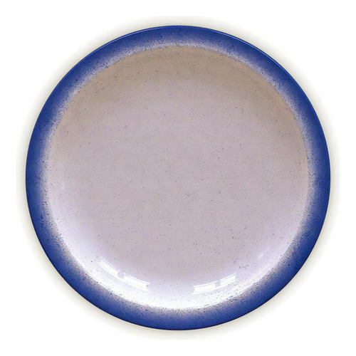 Plato plano rústico azul en porcelana decorada de 28 cm Tramont