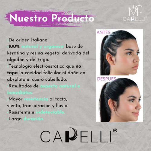 2pz Capelli® 21gr Microfibra Capilar Calvicie Caida Cabello Castaño Oscuro