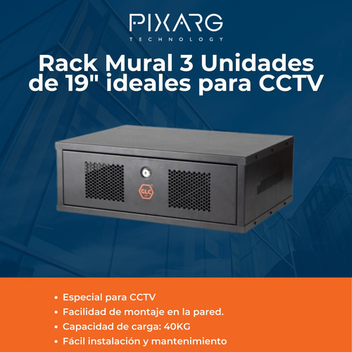 Imagen 2 de 10 de Rack Mural Glc Cctv 3u 370mm 19 Pulgadas Desarmado