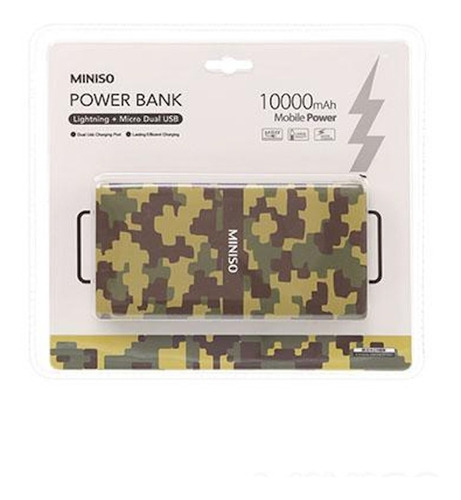 Power Bank 10000mah Camuflada Jp83 137.5*69*15.8mm Miniso