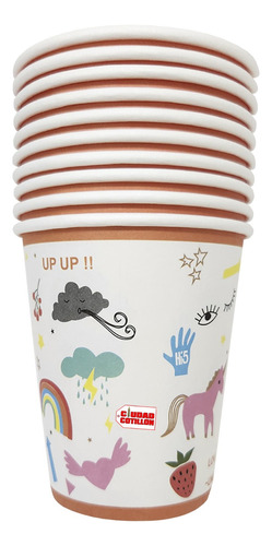 Vasos Descartables Love Unicornios X10 Polipapel- Cc