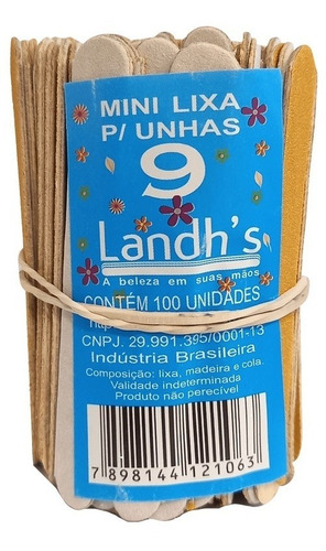 Kit 100 Mini Lixas De Unhas Manicure 9cm Landh's Escolha Cor Cor Bege