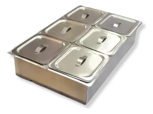 comprar Baño Maria Con 6 Insertos De 10 Profundo Con Tapas De Acero 