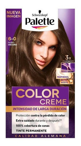 Kit Tinte Schwarzkopf Professional  Palette Palette intensive color cream tono 6-0 rubio oscuro para cabello