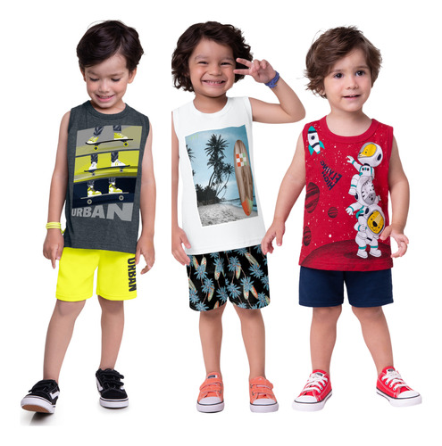 Kit 3 Conjuntos Kyly  Menino Infantil Verão 