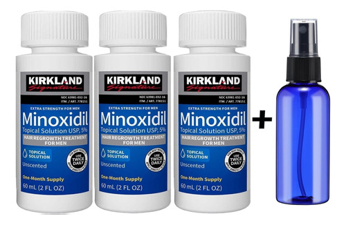 Tripack 3 Minoxidil Kirkland Solution  Gotero Barba Cabello 