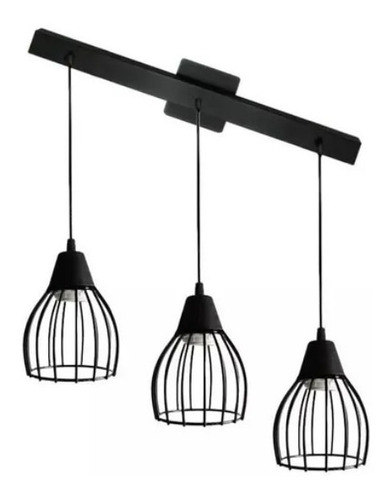 Imagen 1 de 9 de Colgante Jaula Deco 3 Luces Base Lineal E27 Led Cuotas