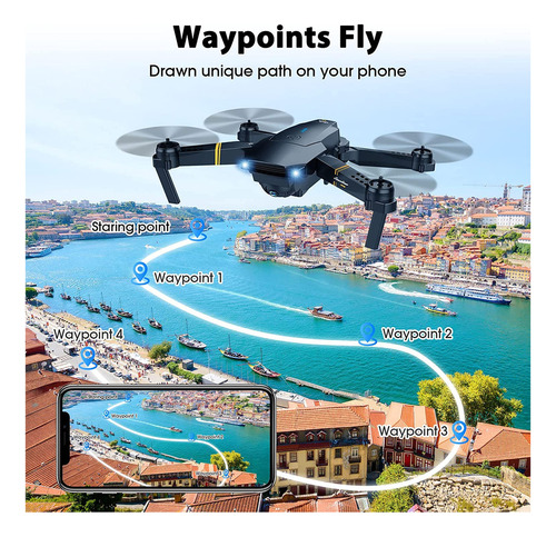 Drone Con Cámara Para Adultos, Cuadricóptero Rc Plegable Par