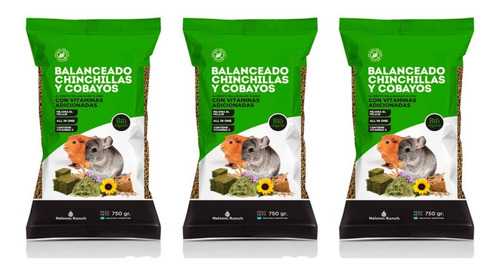 Alimento Balanceado Chinchilla Cobayos Premium X 3 Ud