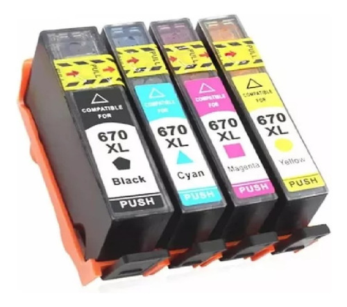 Tinta  670xl Para 3525 4615 4625 5525 Alternativo Pack X4