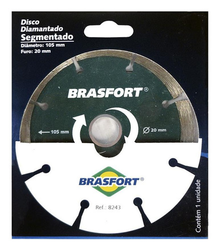 Disco Diamantado Brasfort Segmentado Seco 105mm 8243