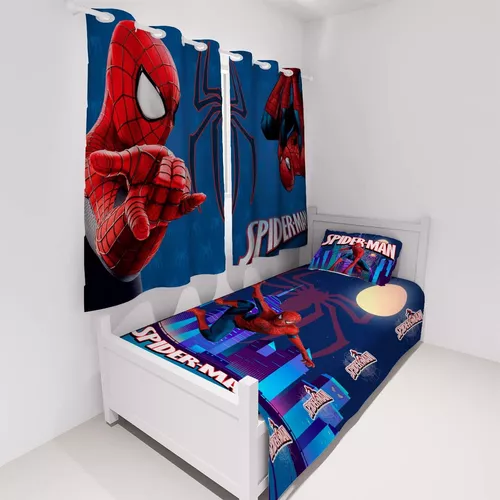 Jogo de Cama Infantil Solteiro Homem Aranha Azul