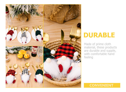 3 Soportes Para Cubiertos Con Diseño De Gnomo Navideño