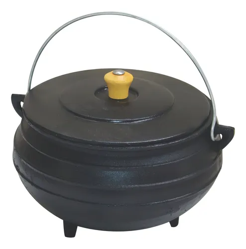 Sartén con trípode de hierro fundido con tapa, número 5, 2,3 litros, color negro