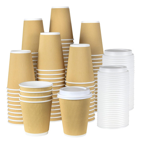 Tazas De Café De Papel Kraft Nyhi Con Tapas (juego De 100) 1