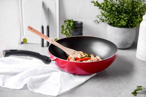 Imagen 4 de 10 de Sarten Wok Antiadherente 28cm Design Element Rosso Ilko