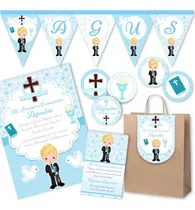 Comprar Kit Imprimible Comunión Nene Celeste 100% Editable Candy Bar