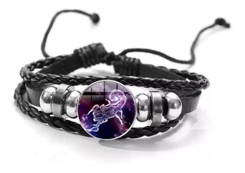 Pulsera Signo Zodiacal Escorpión De Cuero Sintético