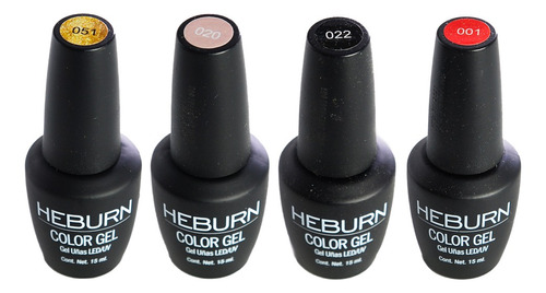 Heburn Kit X4 Esmaltes Semipermanentes Gel On-off Manicuria